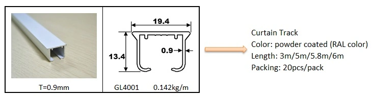 Sliding Curtain Track Smooth Aluminium Profile